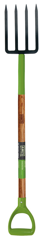 Ames 4- Tine Forged Spading Fork Wood Handle