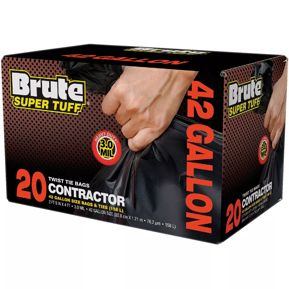 Brute Super Tuff Contractor Trash Bags – Black (42 Gallon, 20 Count)