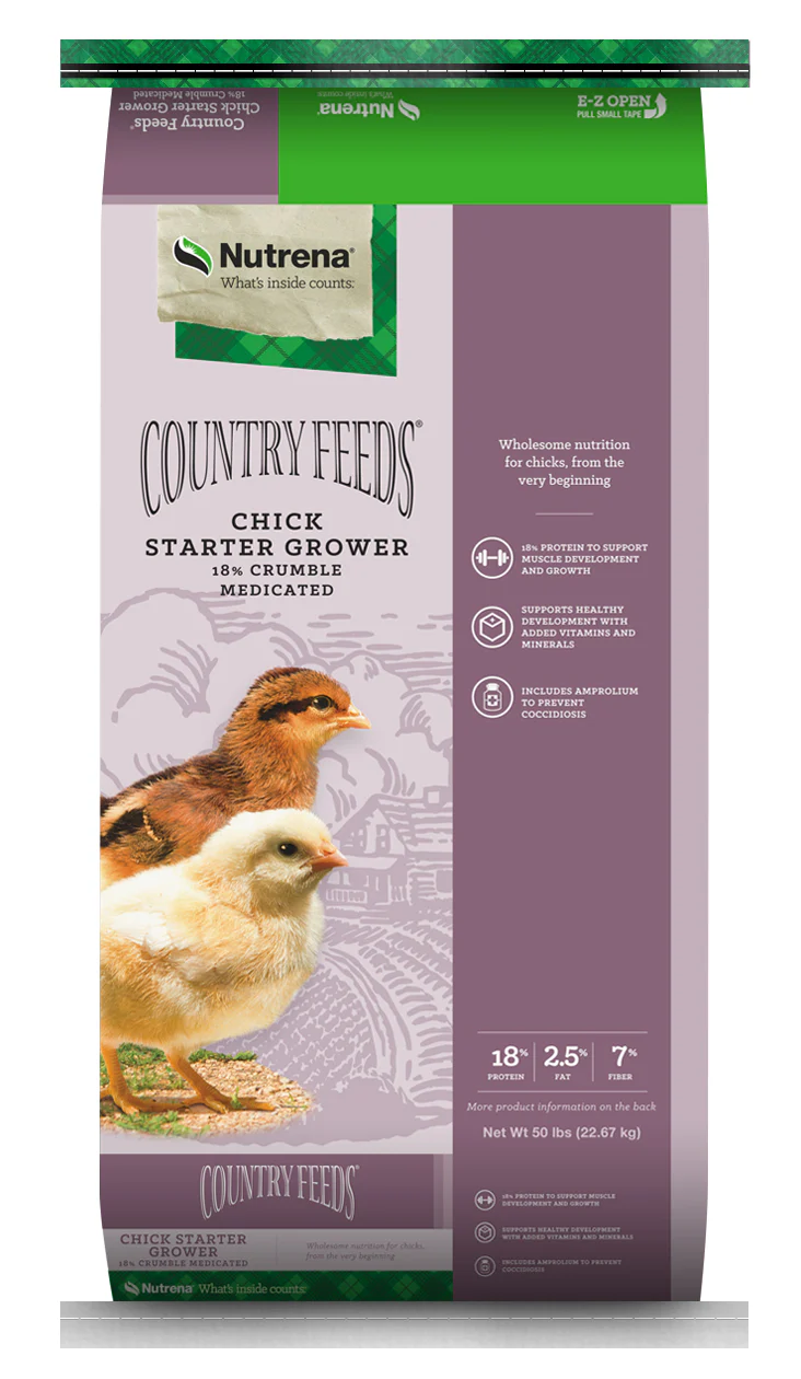 Country Feeds Chick Starter Grower 18% Crumbles Medicated Chicken Feed, 50 lb