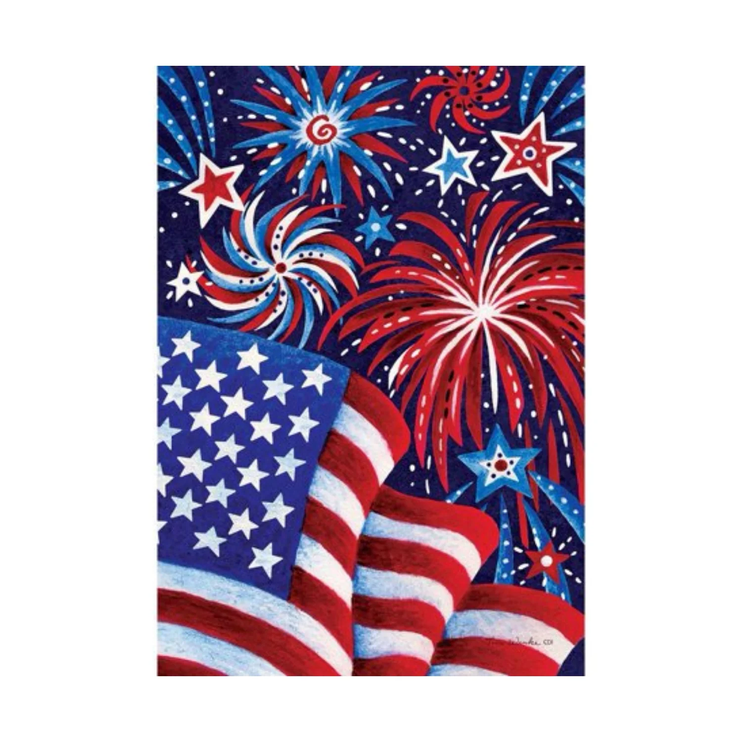 Fireworks and Flag House Flag – 28" x 40"