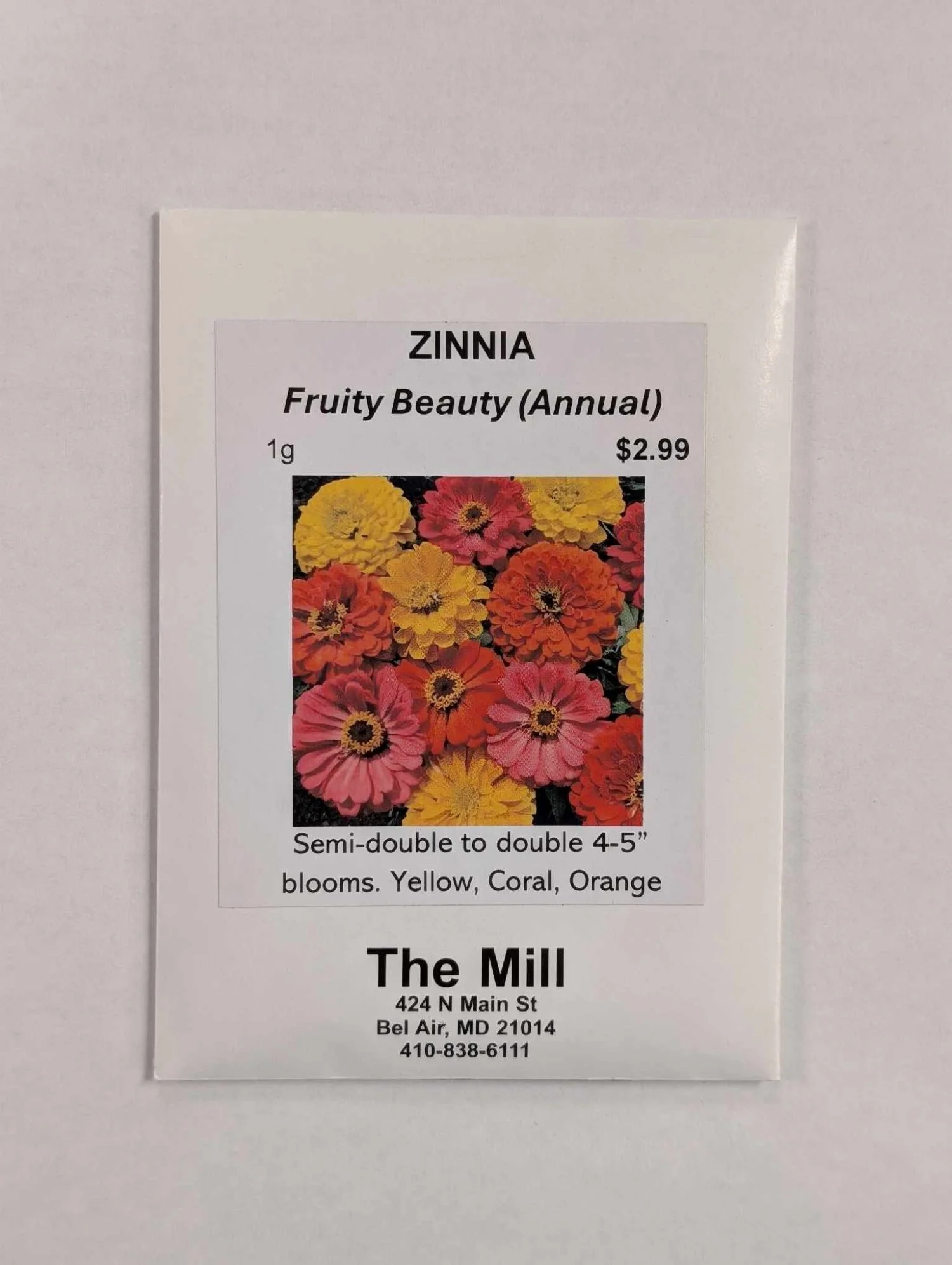 Fruity Beauty Zinnia Flower Seed Packet