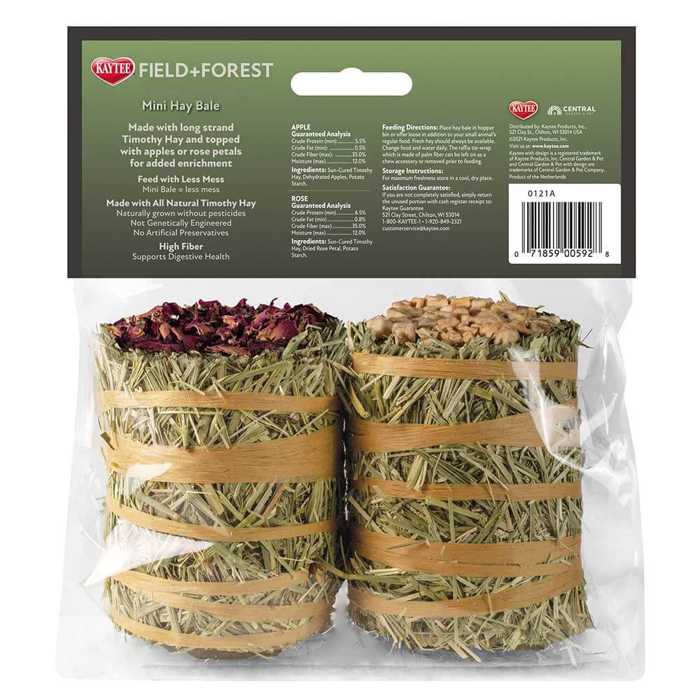 Kaytee Field + Forest Mini Hay Bale Apple & Rose Small Pet Treat - Image 2