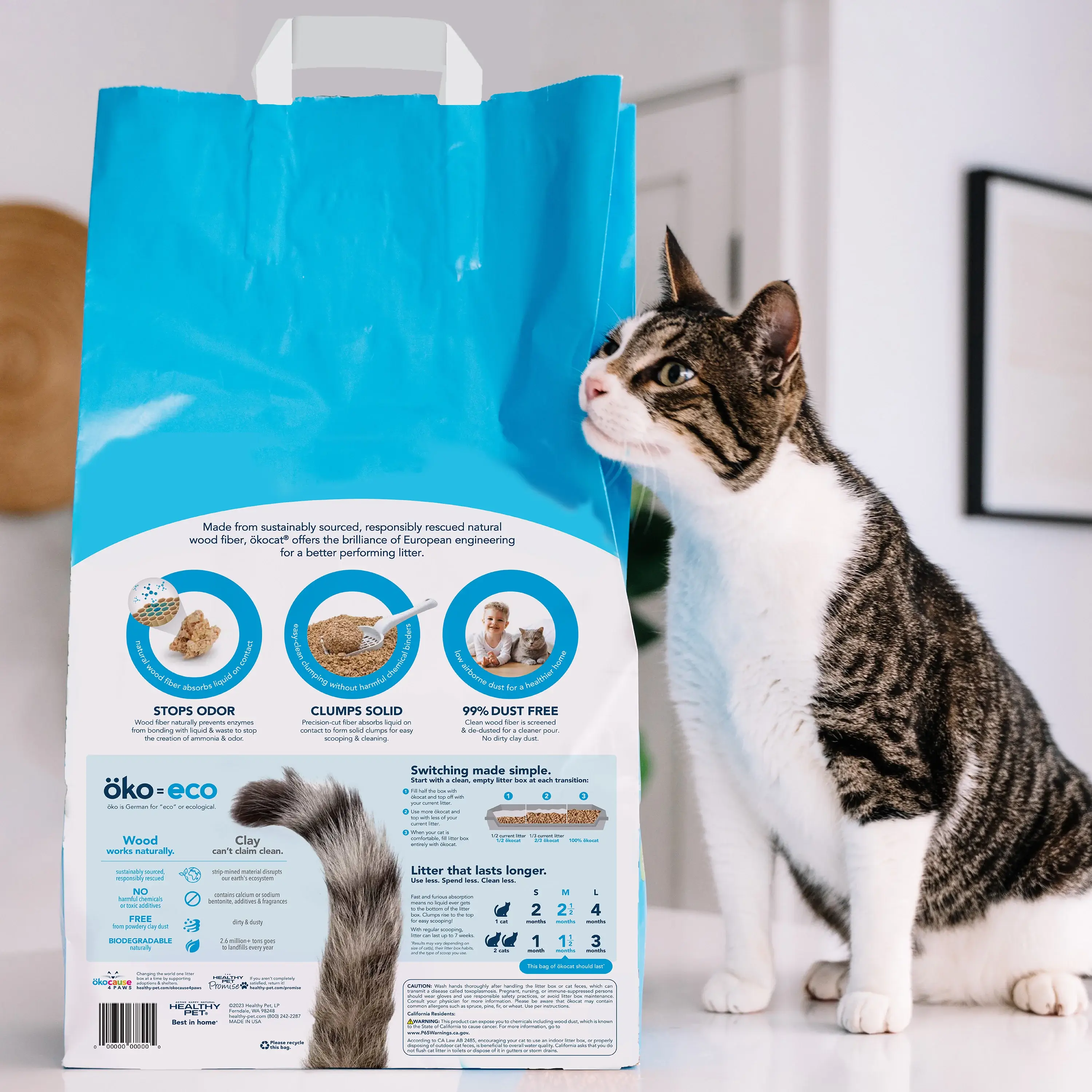 Okocat Original Premium Clumping Wood Cat Litter - Image 2