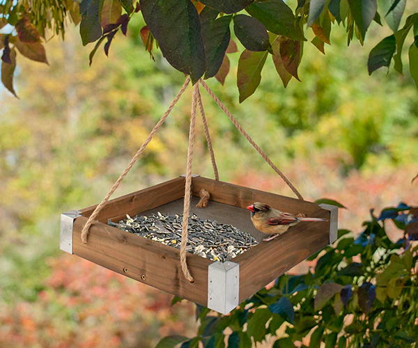 Rustic Farmhouse Platform Wood Bird Feeder