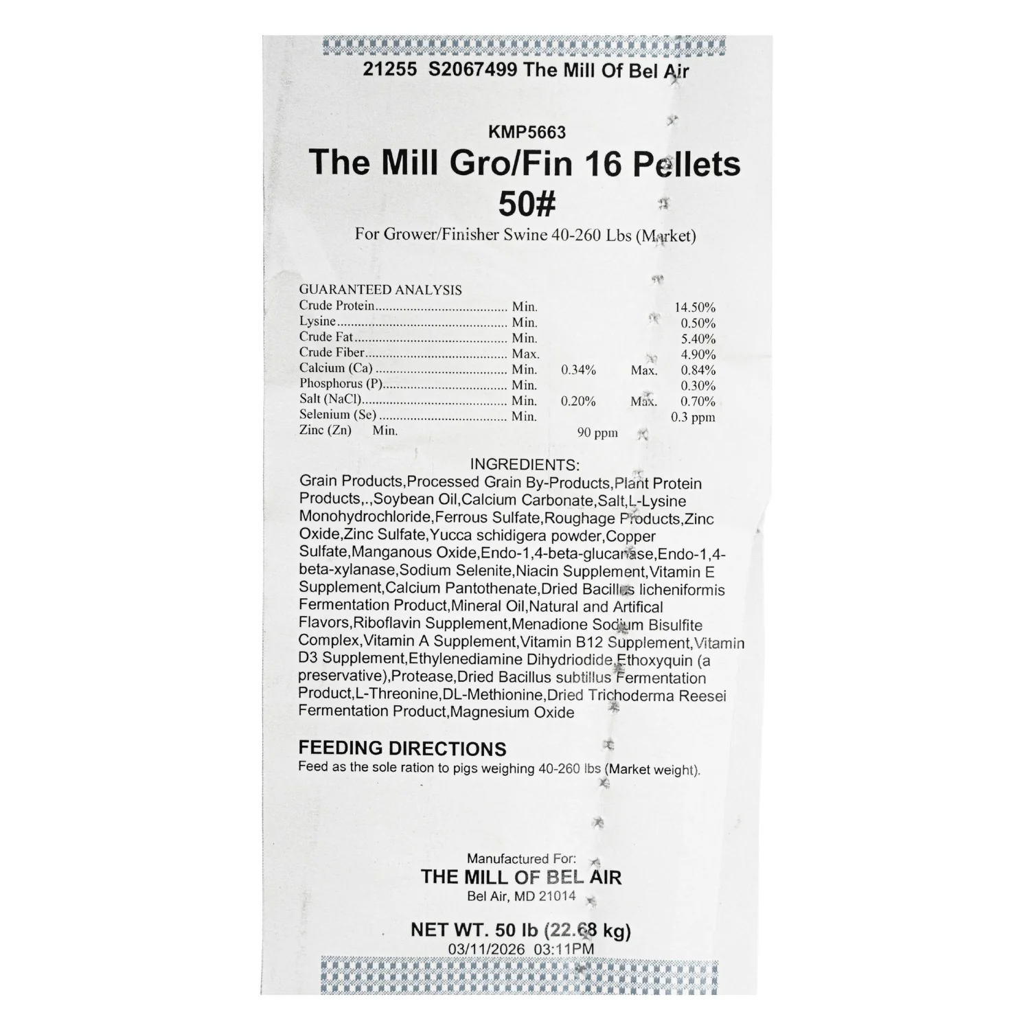 The Mill Grower Finisher 16% Pig Feed, Pellet 50 lb - Image 3