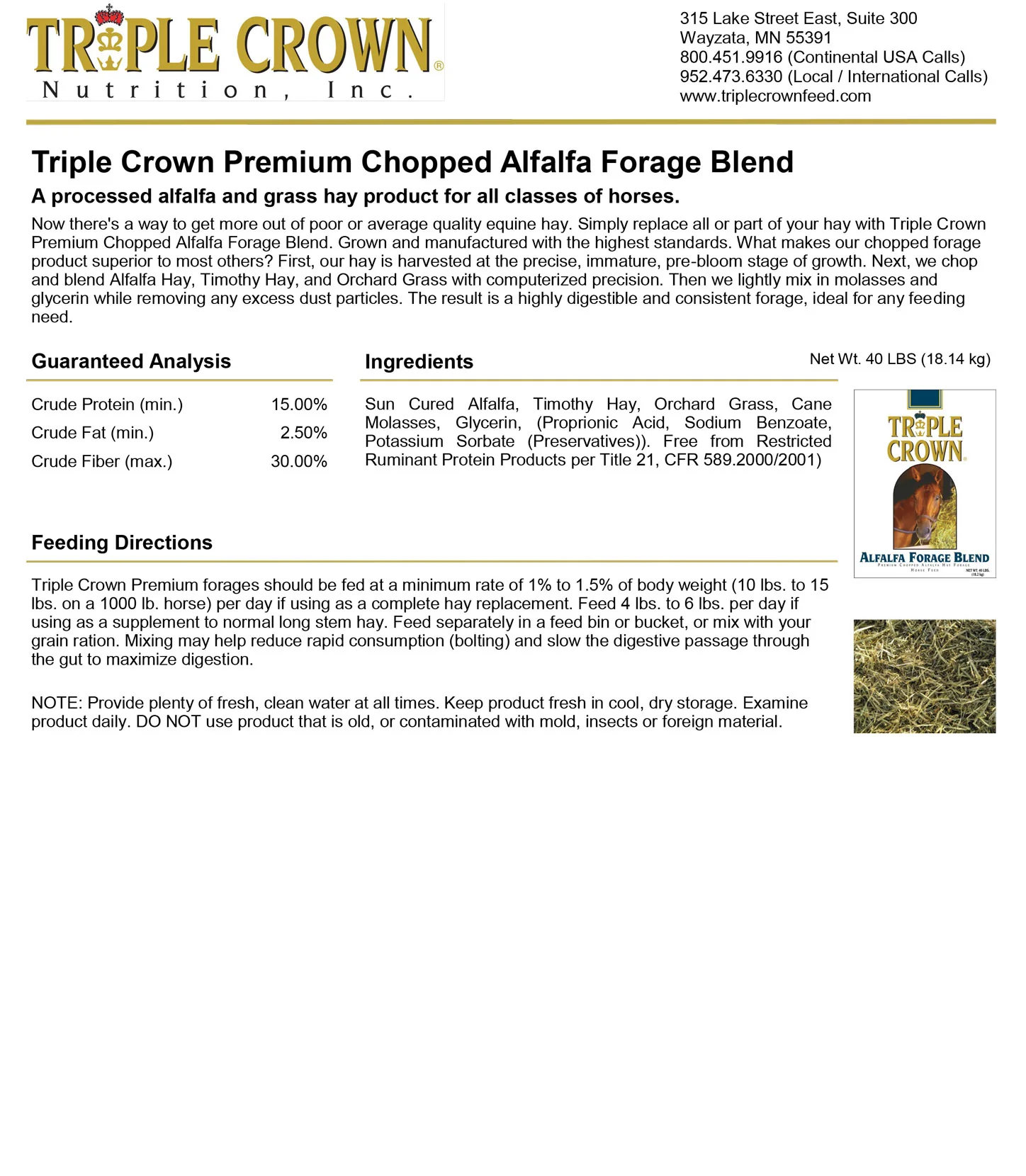 Triple Crown Premium Alfalfa Forage Horse Feed - Image 3